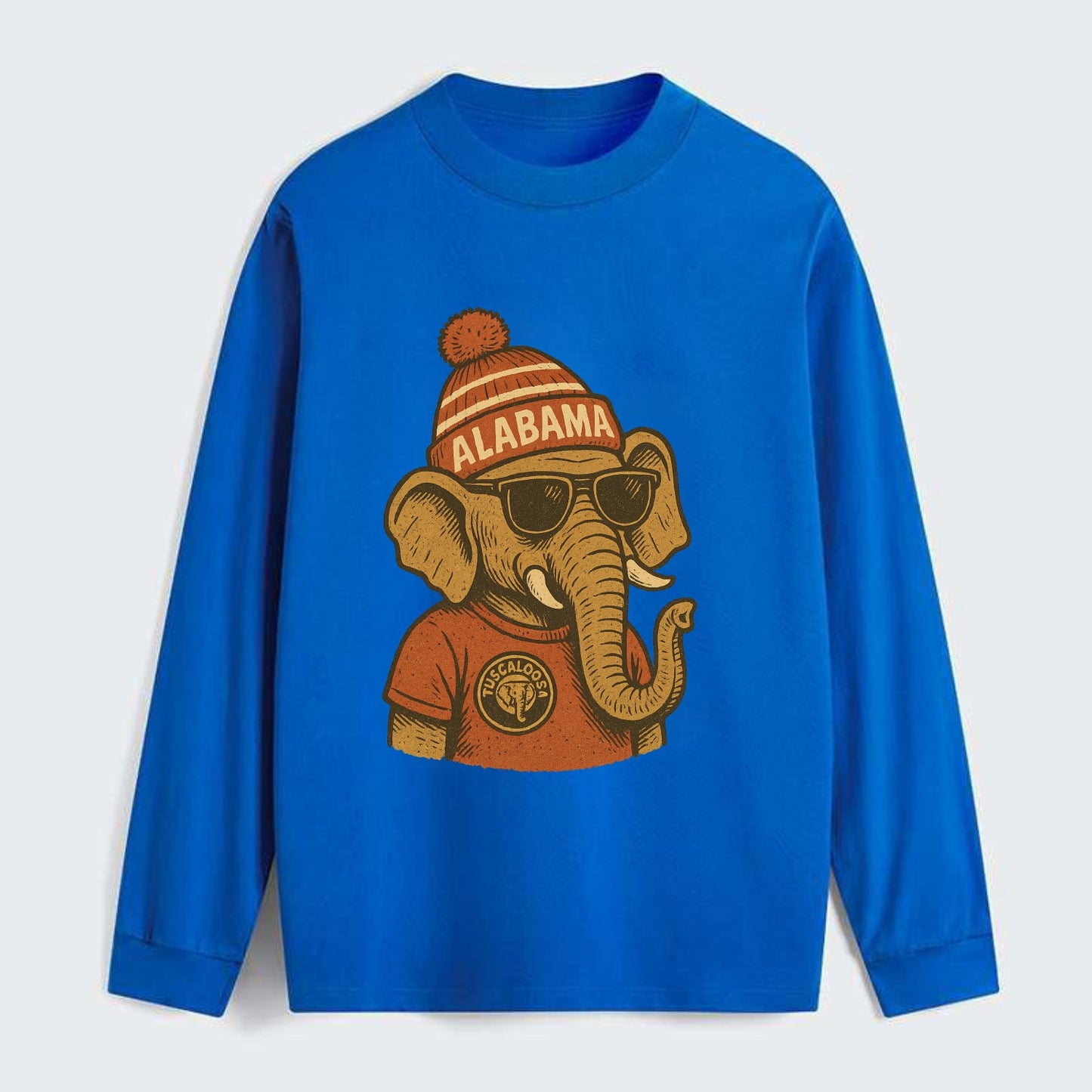 Tuscaloosa Crimson Elephant wearing Alab - Classic Long Sleeve Shirt - Blue