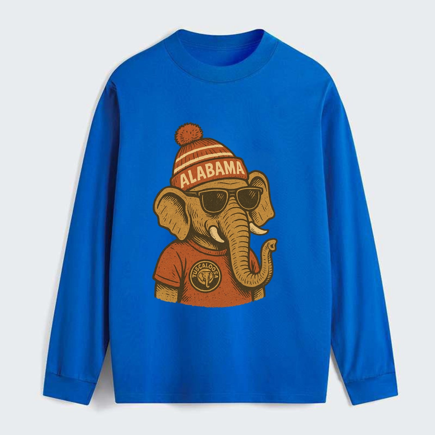 Tuscaloosa Crimson Elephant wearing Alab - Classic Long Sleeve Shirt - Blue