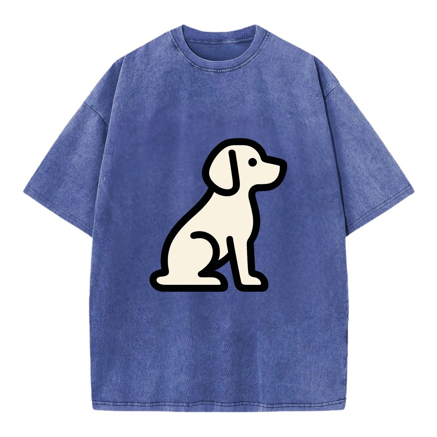 Beagle - Modern minimal sitting pose wit - Vintage T-shirt - Blue