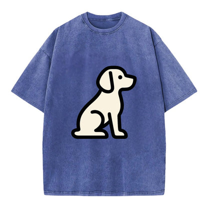Beagle - Modern minimal sitting pose wit - Vintage T-shirt - Blue