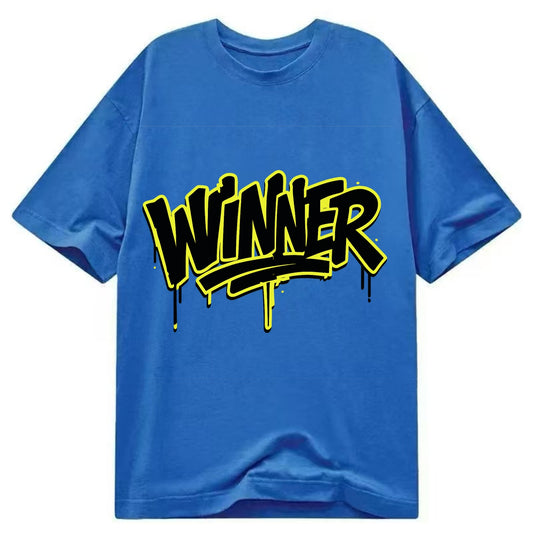 Bold typography design - "WINNER" - victorious mindset, champion - Classic T-shirt - Blue
