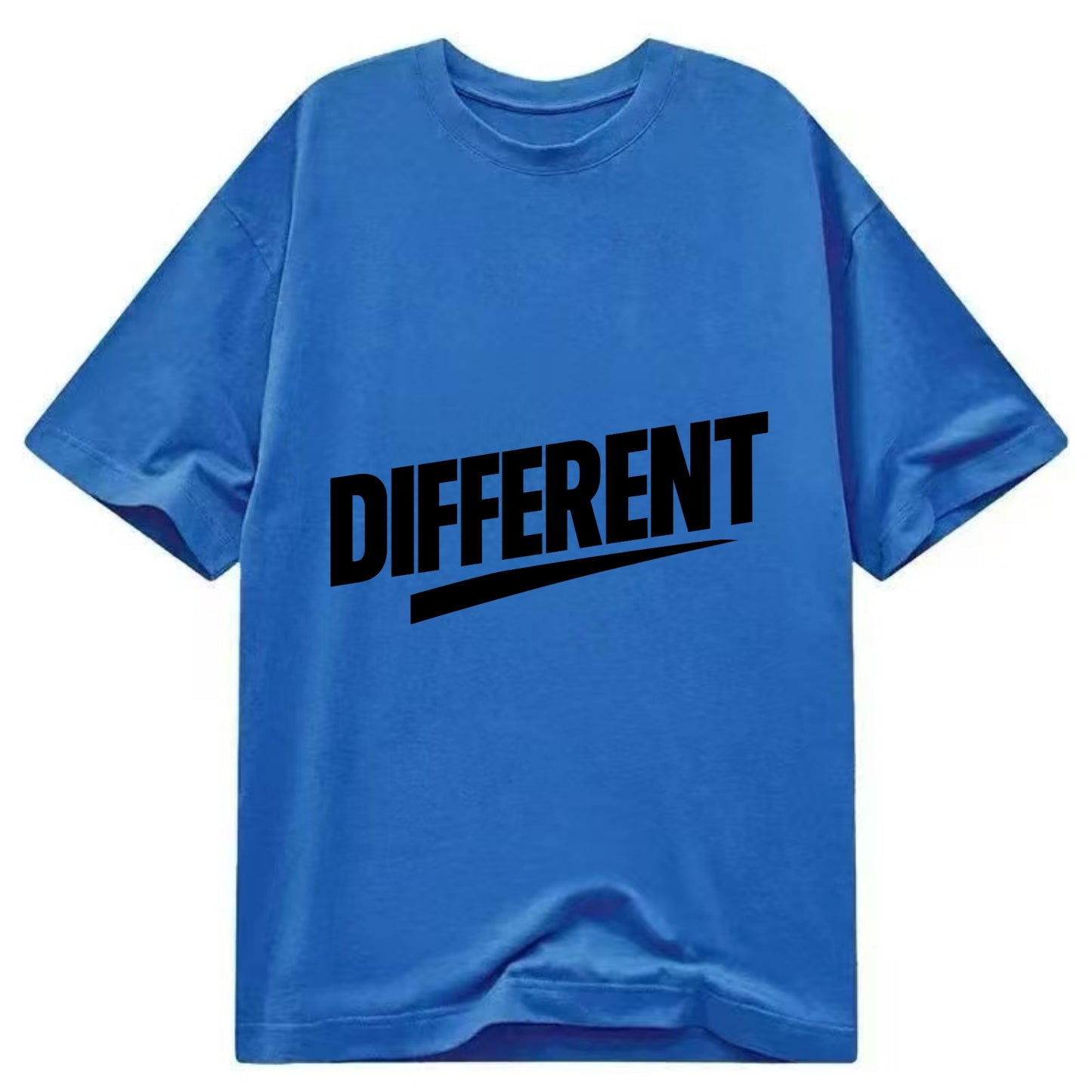 Bold typography design - "DIFFERENT" - standing out, not following crowd - Classic T-shirt - Blue