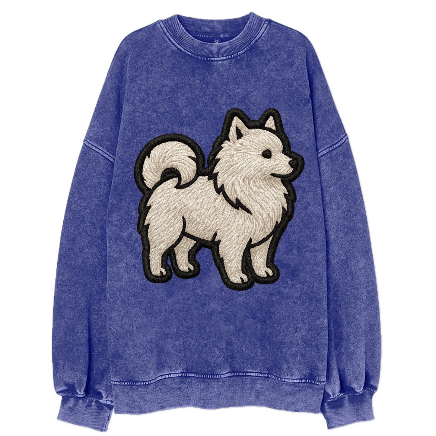 Japanese Spitz - Contemporary white spit - Vintage Sweatshirt - Blue