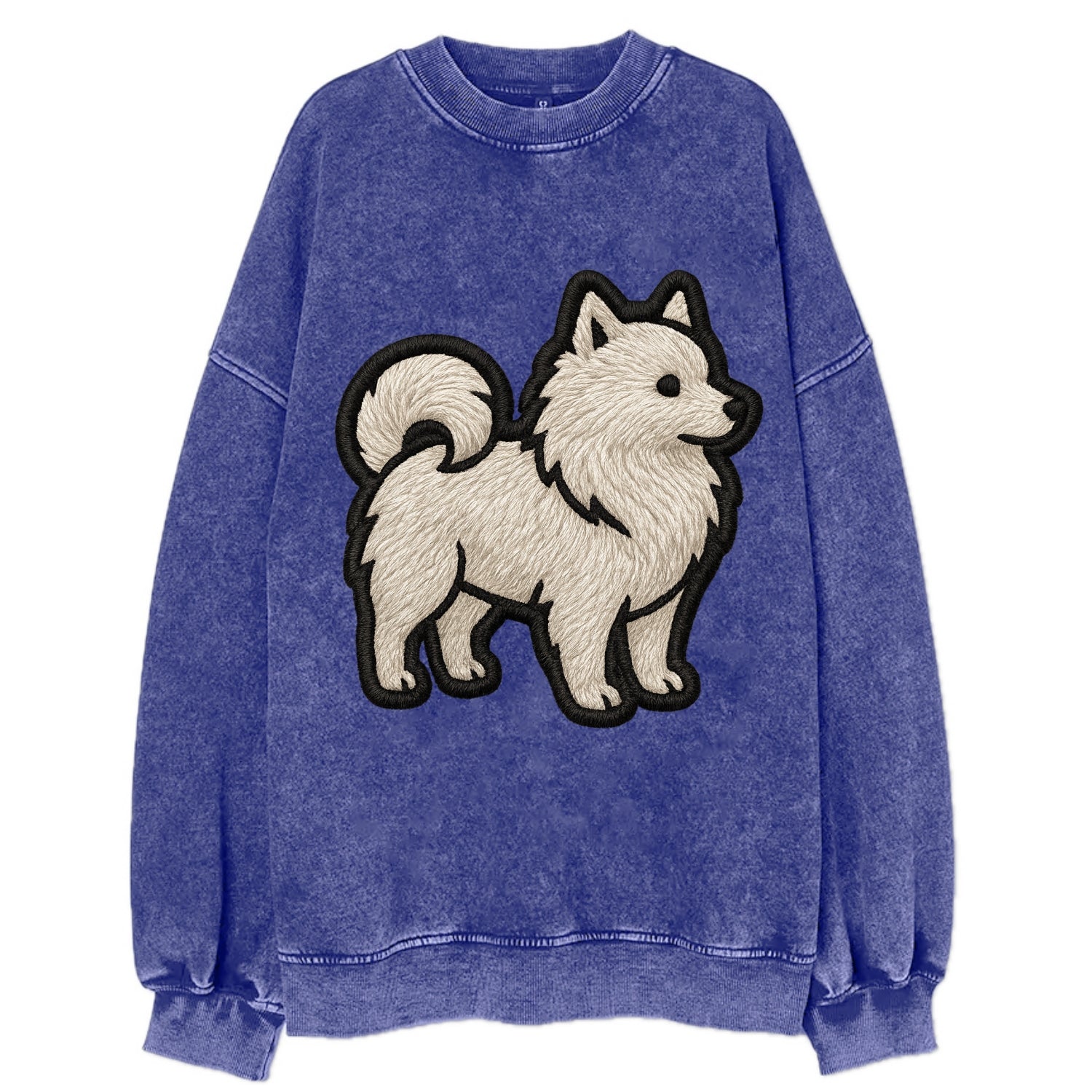 Japanese Spitz - Contemporary white spit - Vintage Sweatshirt - Blue