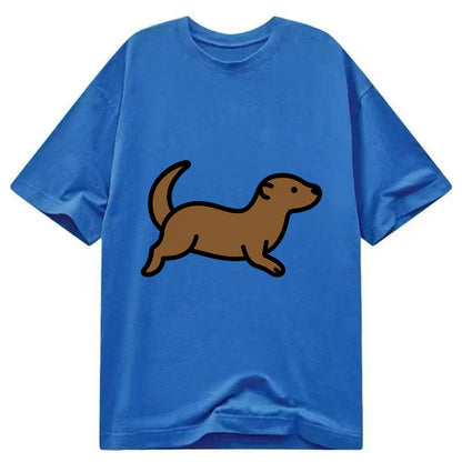 Otter - Brown sleek swimming pose flat side profile - Classic T-shirt - Blue