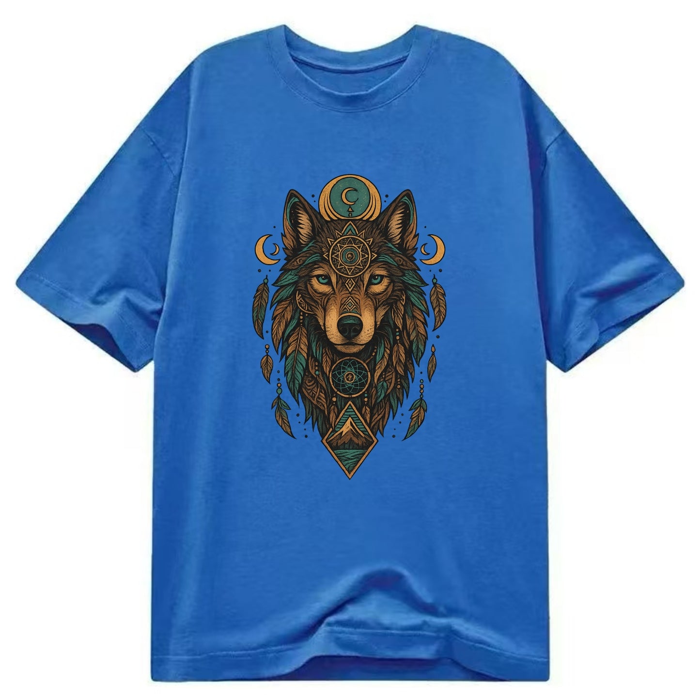 Retro 80s Wolf  - Classic T-shirt - Blue