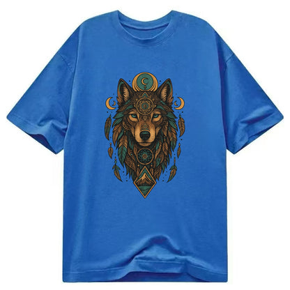 Retro 80s Wolf  - Classic T-shirt - Blue