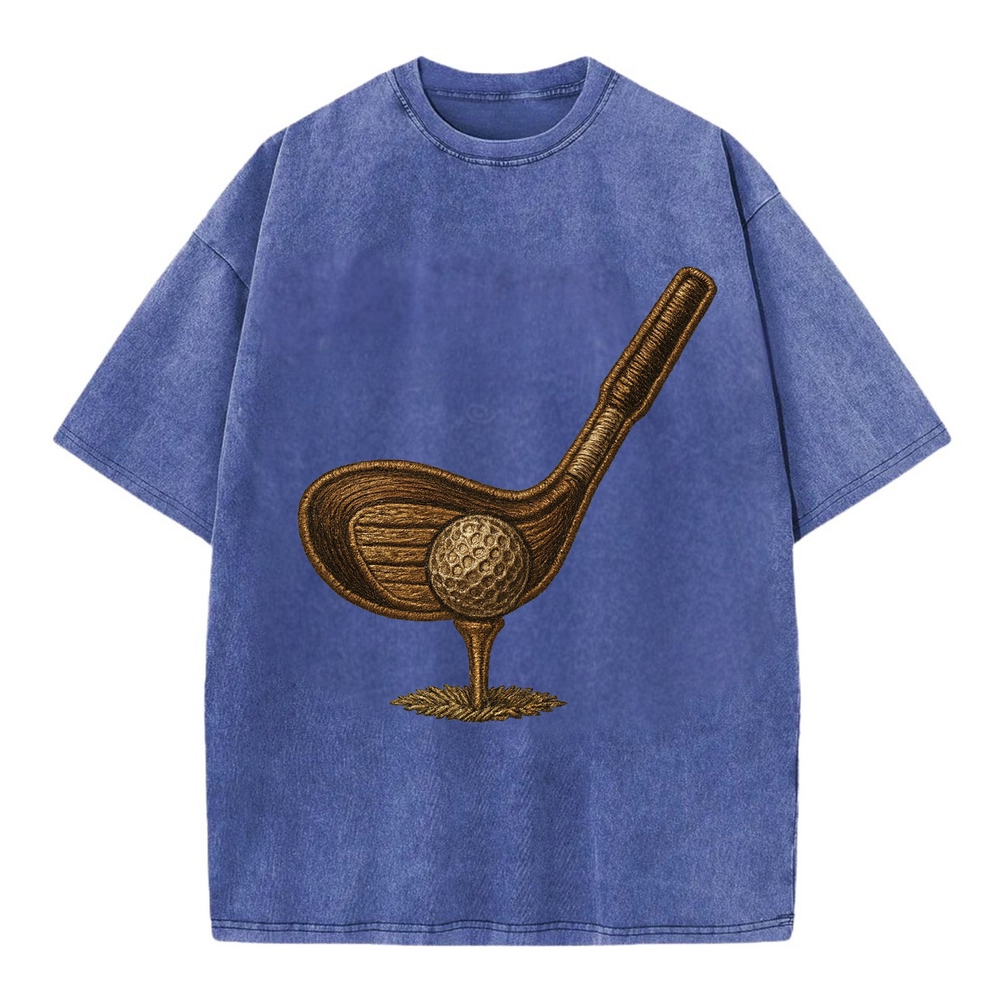 Golf Club and Ball  - Vintage T-shirt - Blue