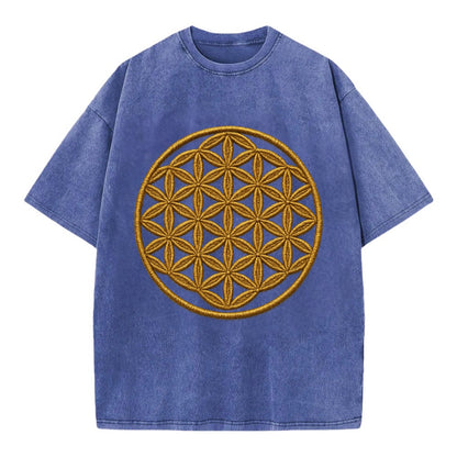 Flower of Life  - Vintage T-shirt - Blue