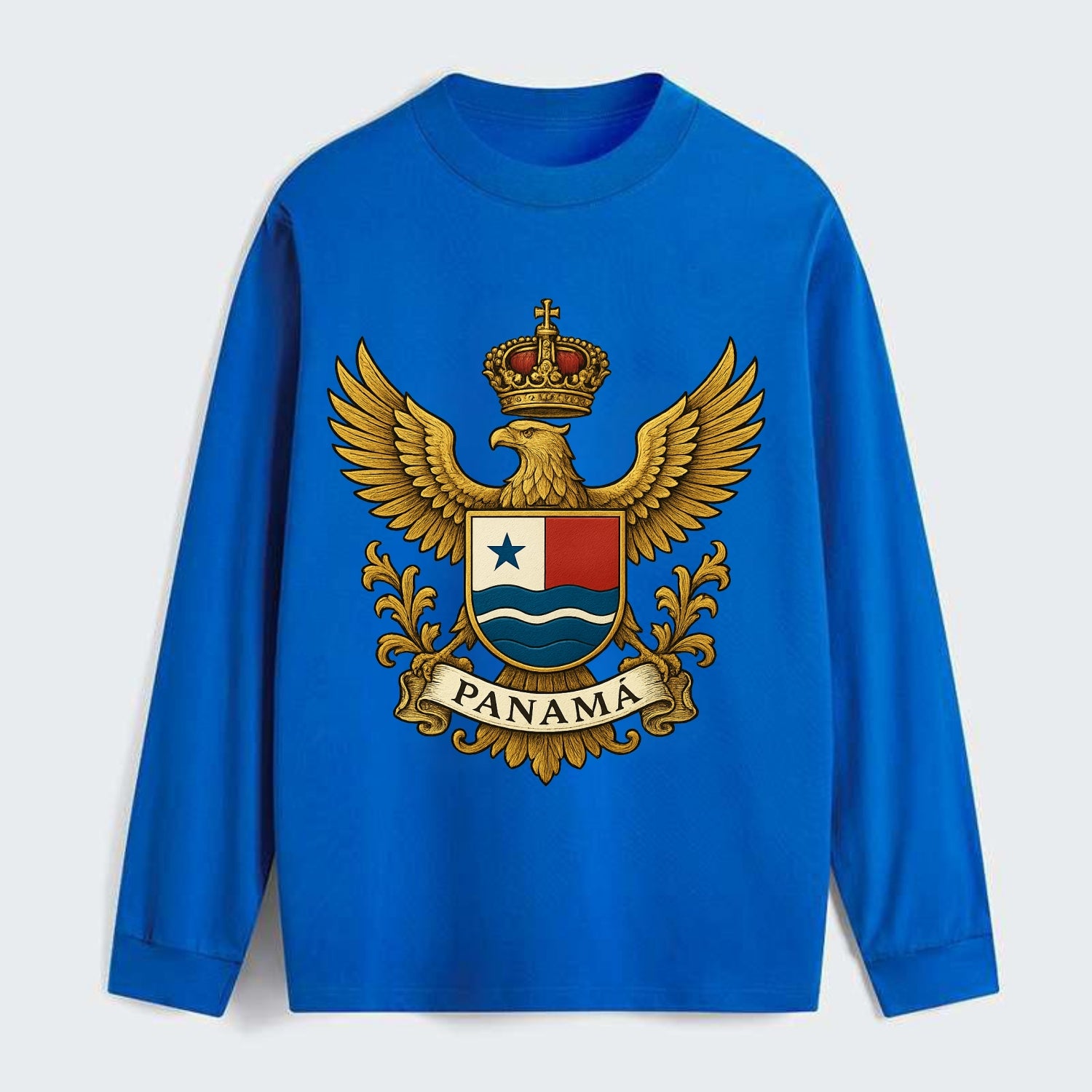Panama Heritage Badge  - Classic Long Sleeve Shirt - Blue