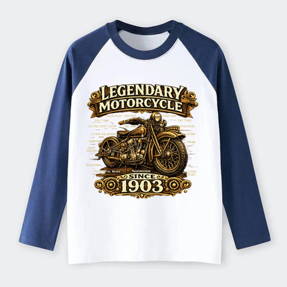 Legendary Motorcycle 1903 - Raglan Long Sleeve T-Shirt - Blue