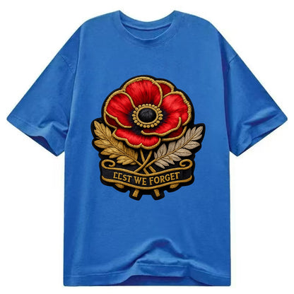 MEMORIAL POPPY - red poppy flower in scarlet , remembrance - Classic T-shirt - Blue