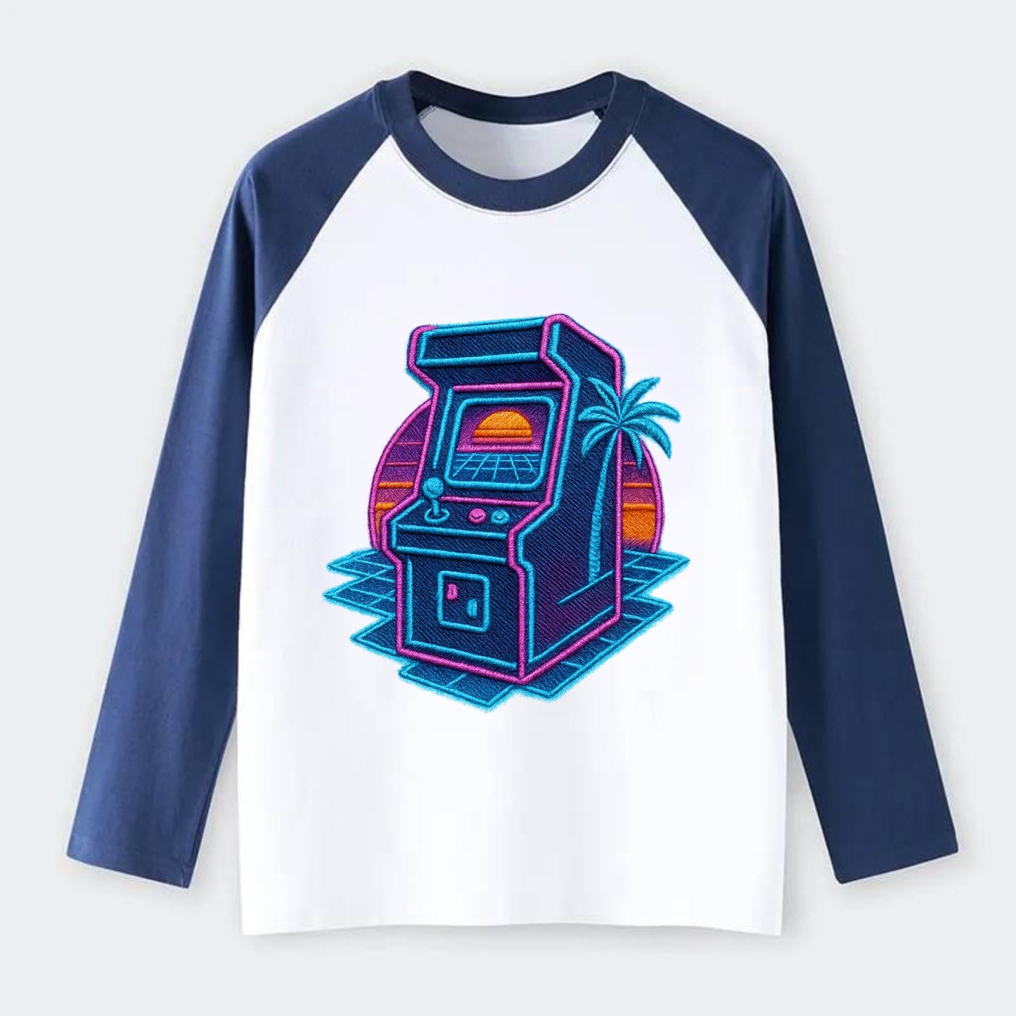 Arcade Machine - Raglan Long Sleeve T-Shirt - Blue