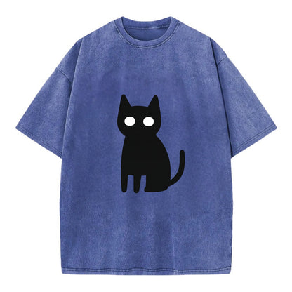 YOU MUST EMBRACE THE VOID | Black cat st - Vintage T-shirt - Blue