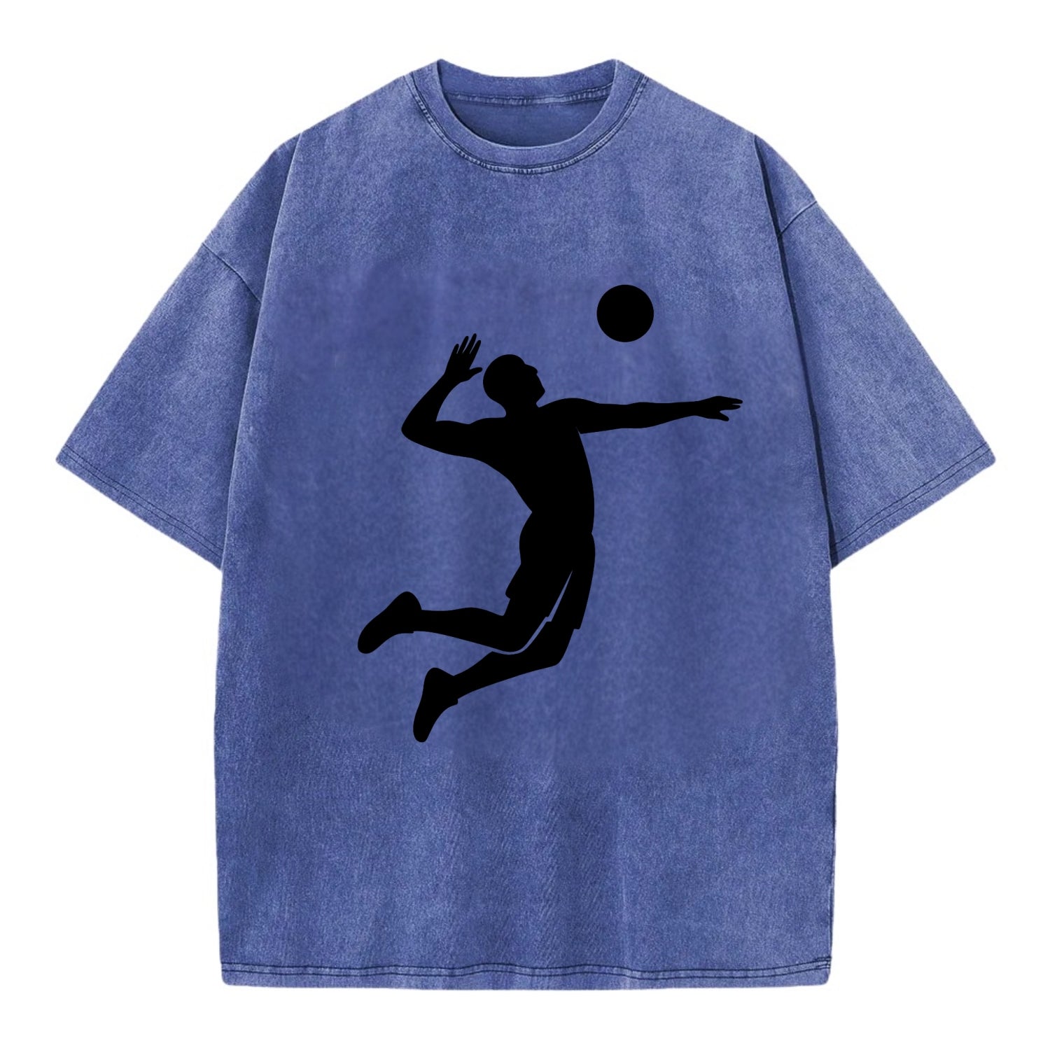 Volleyball player spiking ball - Vintage T-shirt - Blue