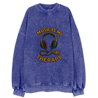 Music Is My Therapy  - Vintage Sweatshirt - Blue