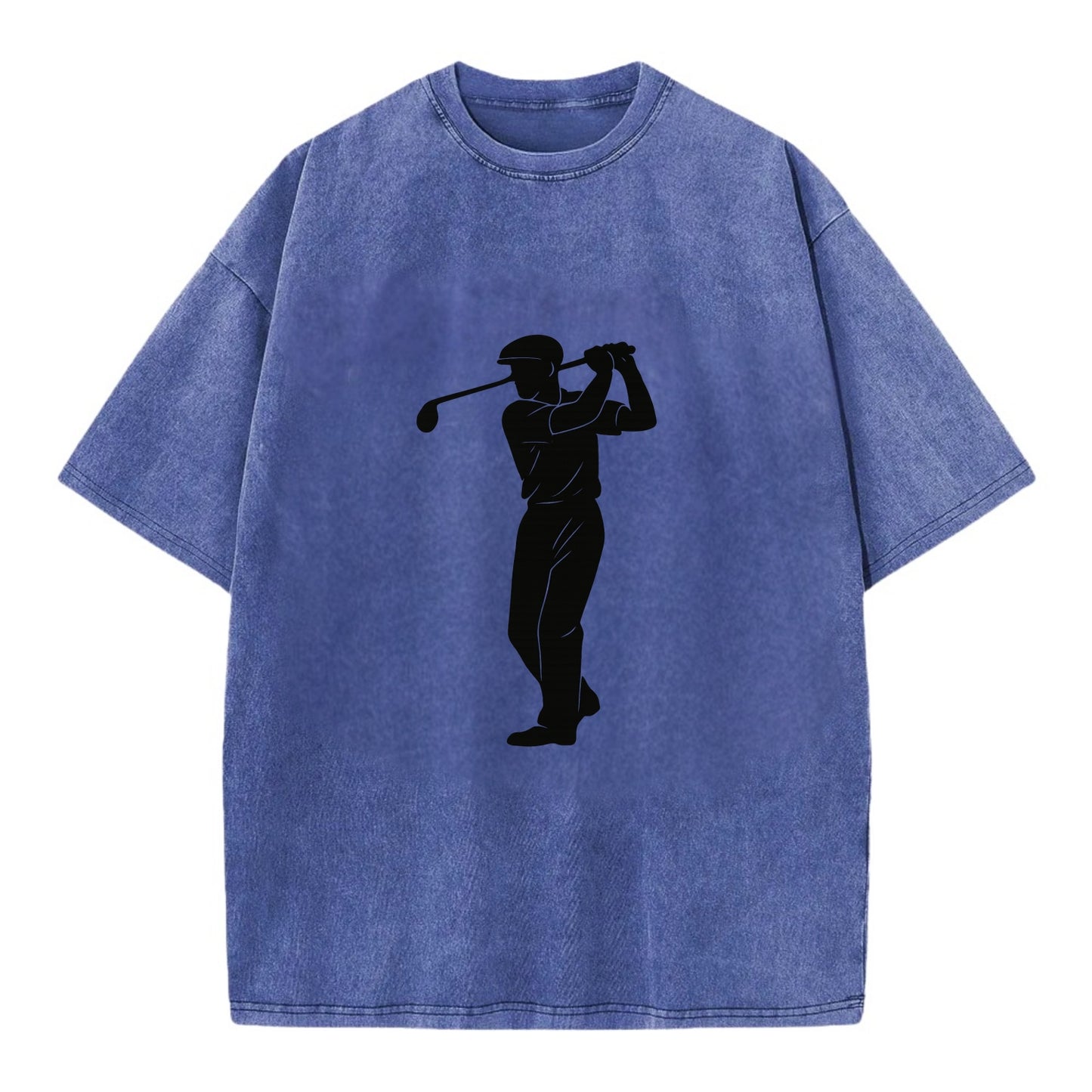 Golfer mid-swing with driver - Vintage T-shirt - Blue