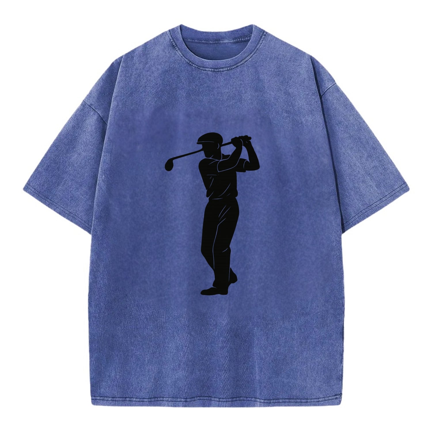 Golfer mid-swing with driver - Vintage T-shirt - Blue