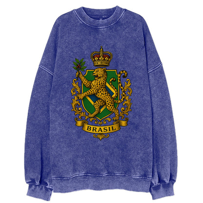 Brazil Jaguar Emblem  - Vintage Sweatshirt - Blue