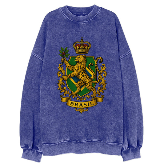 Brazil Jaguar Emblem  - Vintage Sweatshirt - Blue