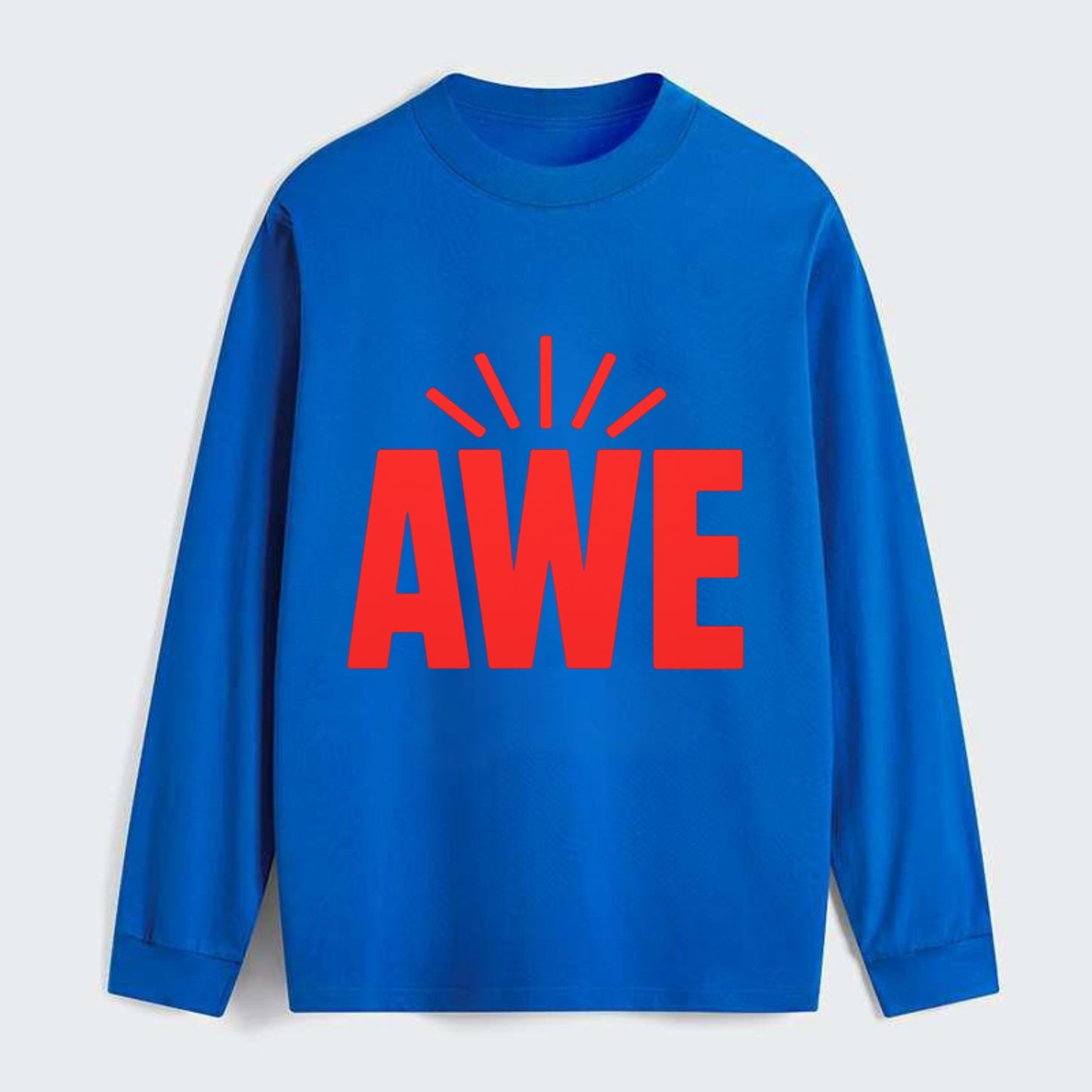 Bold typography design - "AWE" - overwhelming wonder - Classic Long Sleeve Shirt - Blue