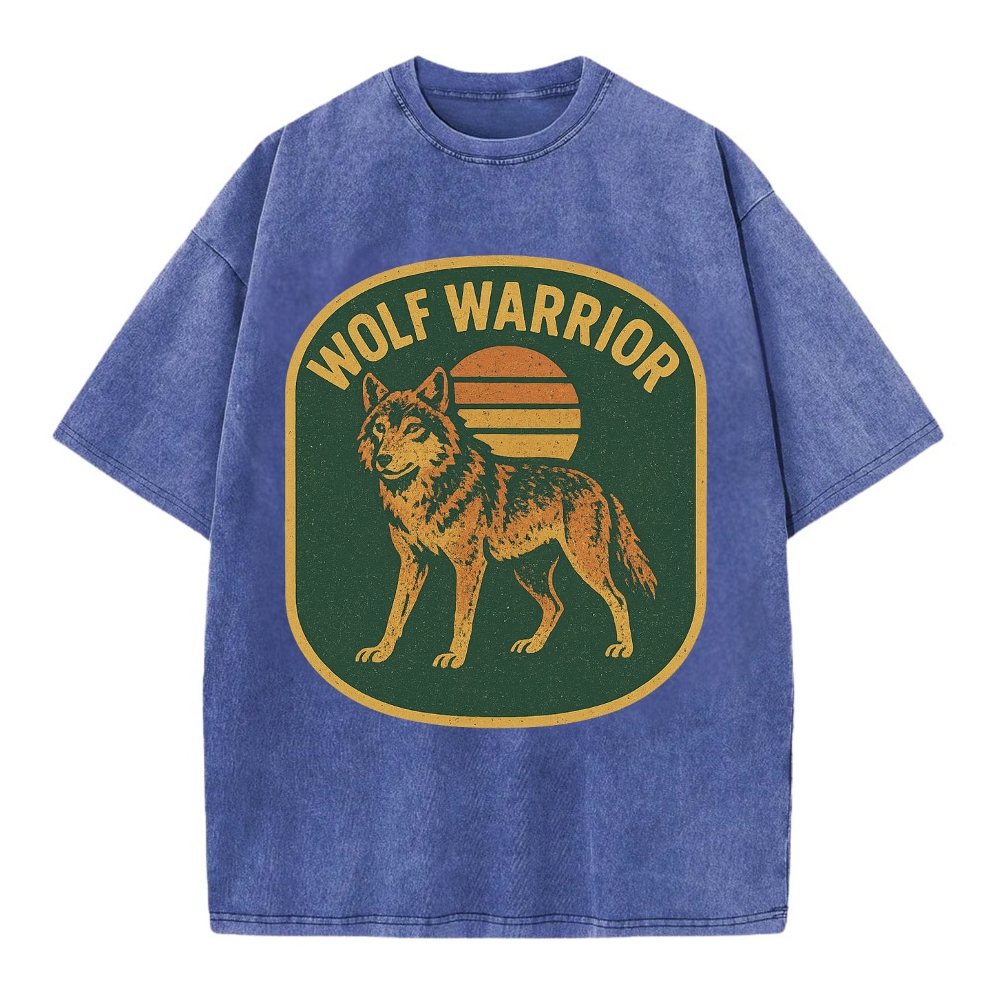 Wolf Warrior  - Vintage T-shirt - Blue