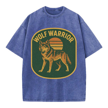 Wolf Warrior  - Vintage T-shirt - Blue