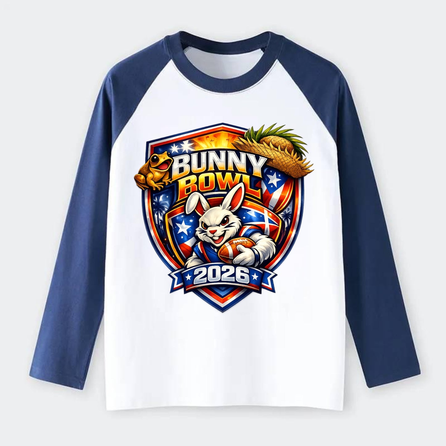 Bunny Bowl 2026 - Raglan Long Sleeve T-Shirt - Blue