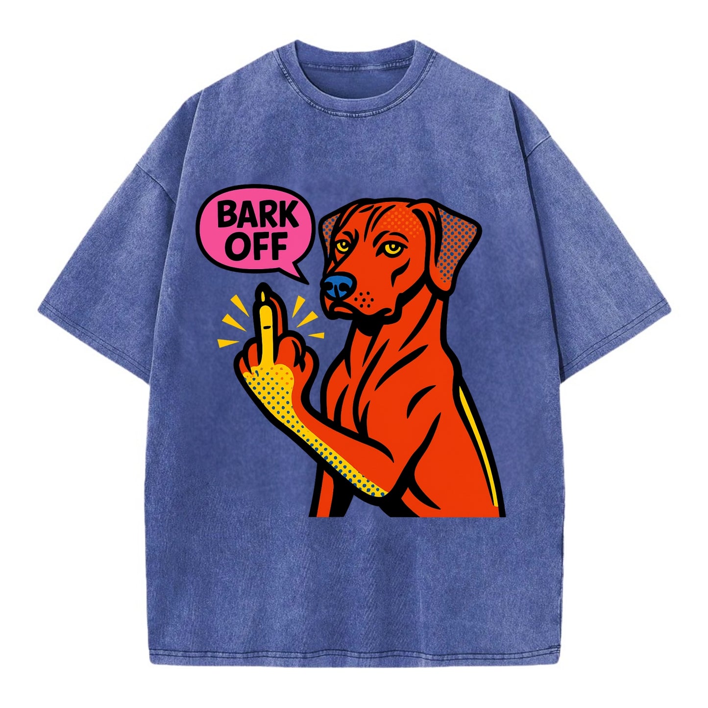 Rhodesian Ridgeback with distinctive ridge on back, athletic muscular paw up - Vintage T-shirt - Blue
