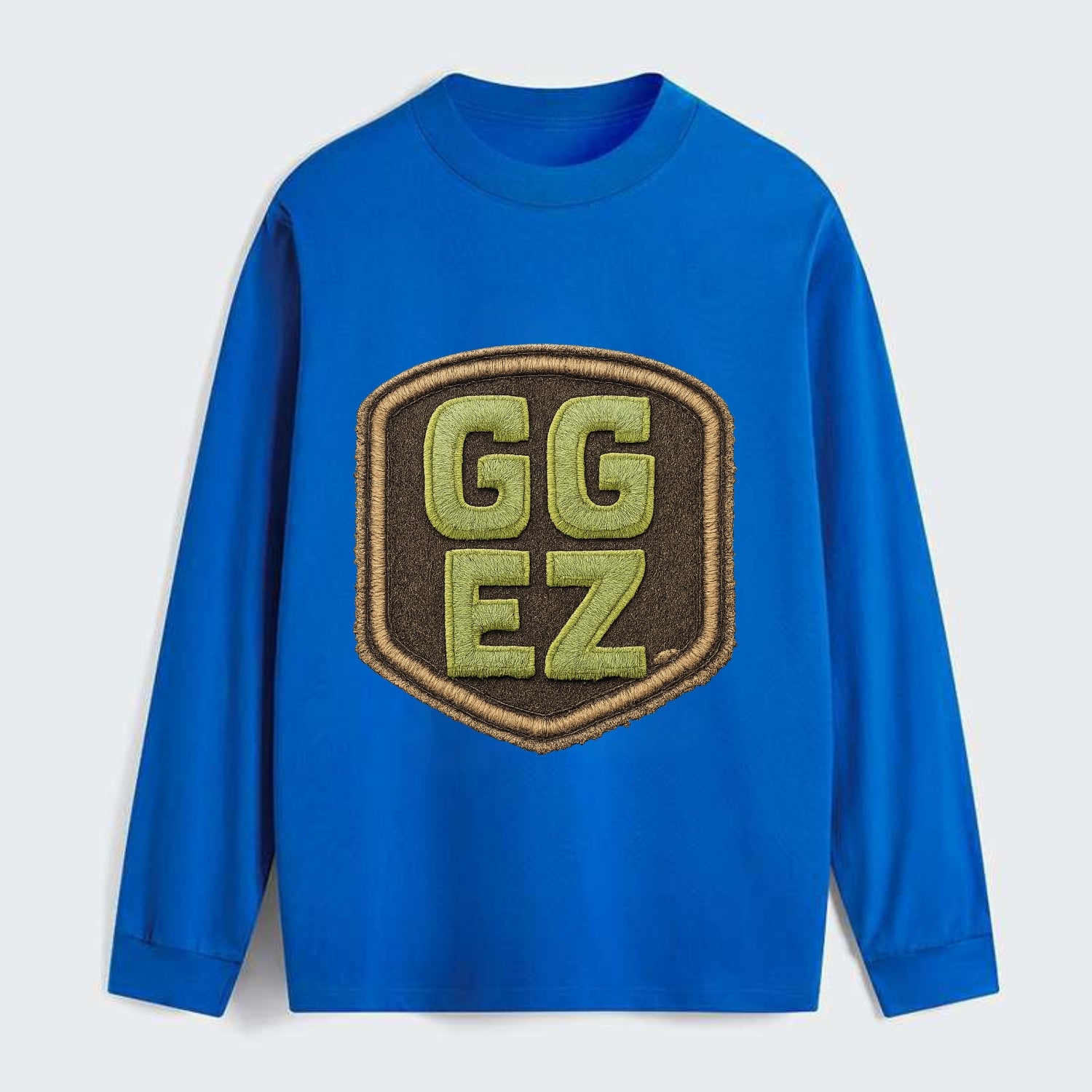 GG EZ - victory text in neon green , easy win - Classic Long Sleeve Shirt - Blue