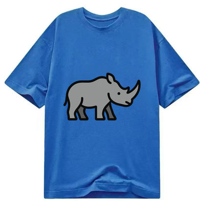 Rhinoceros - Gray with horn flat side profile - Classic T-shirt - Blue