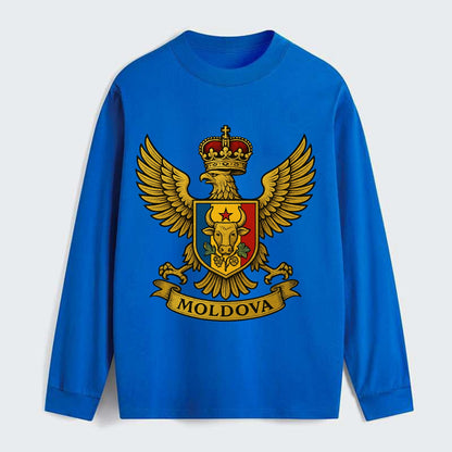 Moldova Heritage Badge - Classic Long Sleeve Shirt - Blue