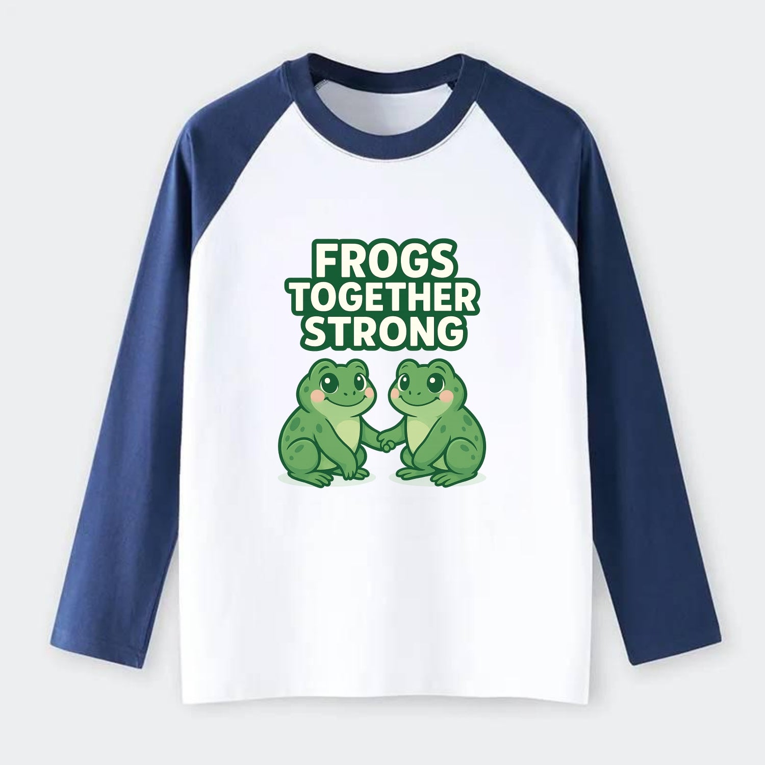 Frogs Together Strong 2 - Raglan Long Sleeve T-Shirt - Blue