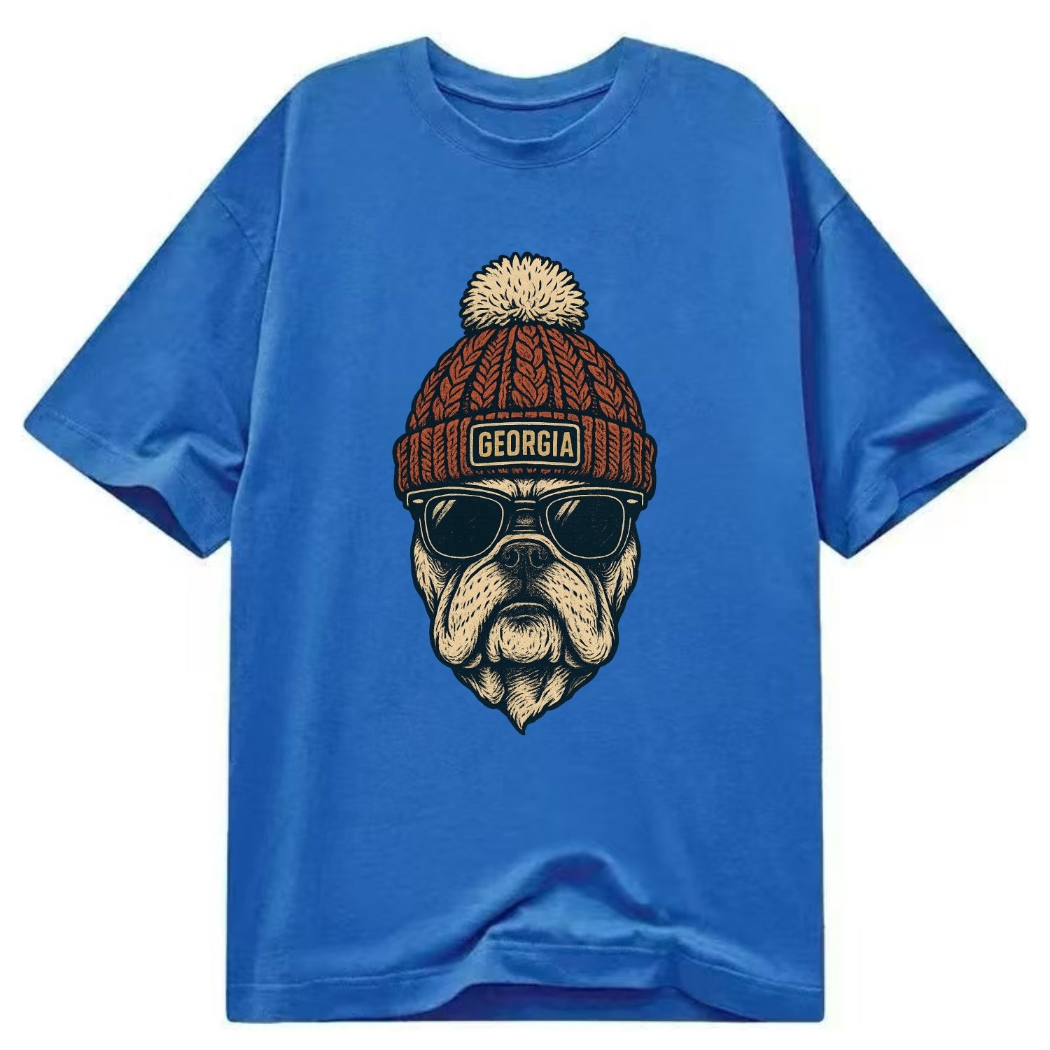 Athens Bulldog wearing Georgia beanie wi - Classic T-shirt - Blue