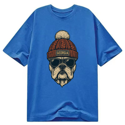 Athens Bulldog wearing Georgia beanie wi - Classic T-shirt - Blue