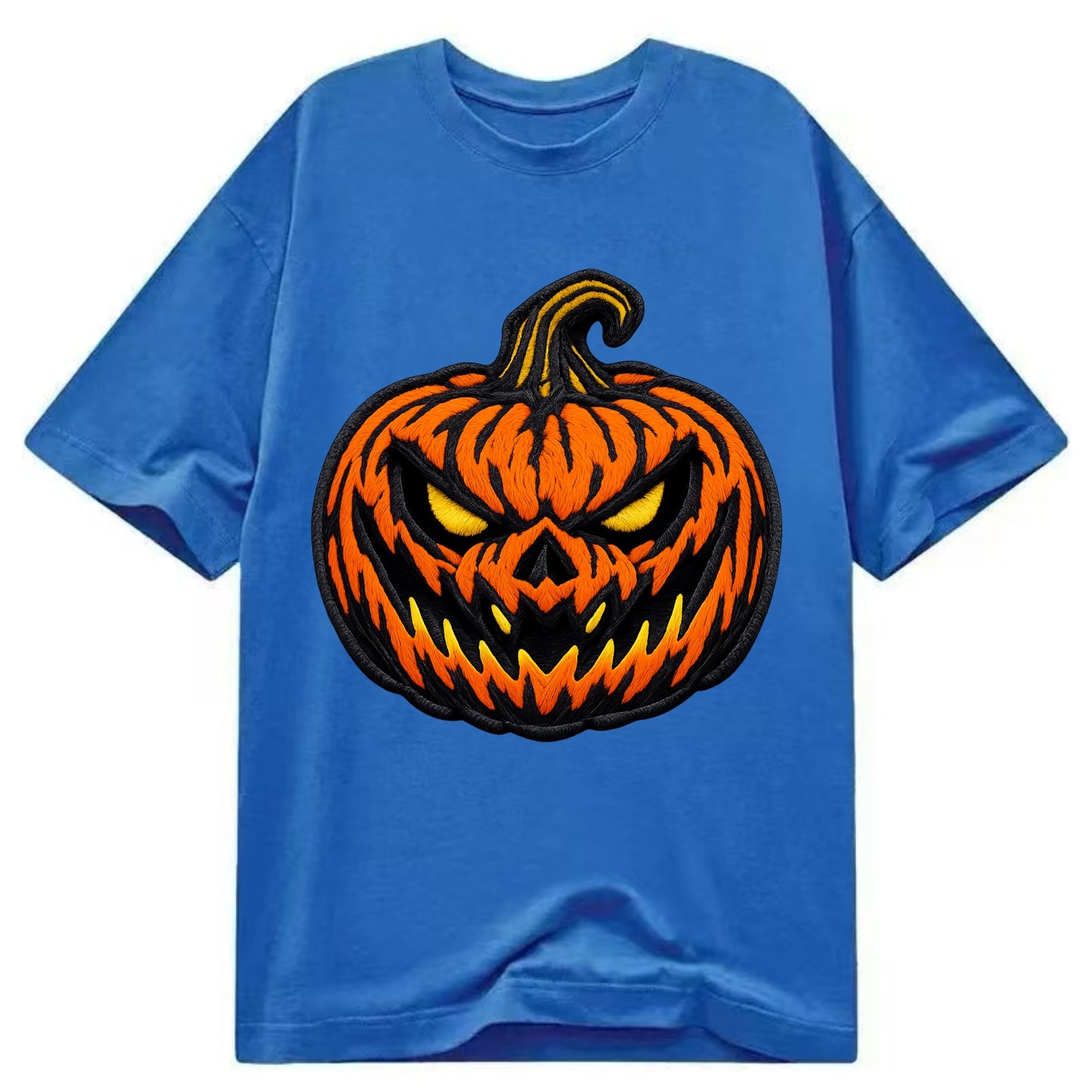 HALLOWEEN PUMPKIN - jack o lantern in orange and black , spooky - Classic T-shirt - Blue