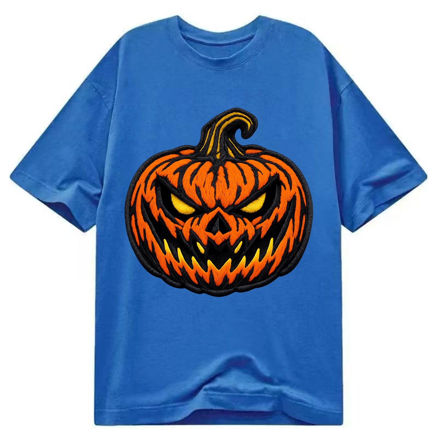 HALLOWEEN PUMPKIN - jack o lantern in orange and black , spooky - Classic T-shirt - Blue