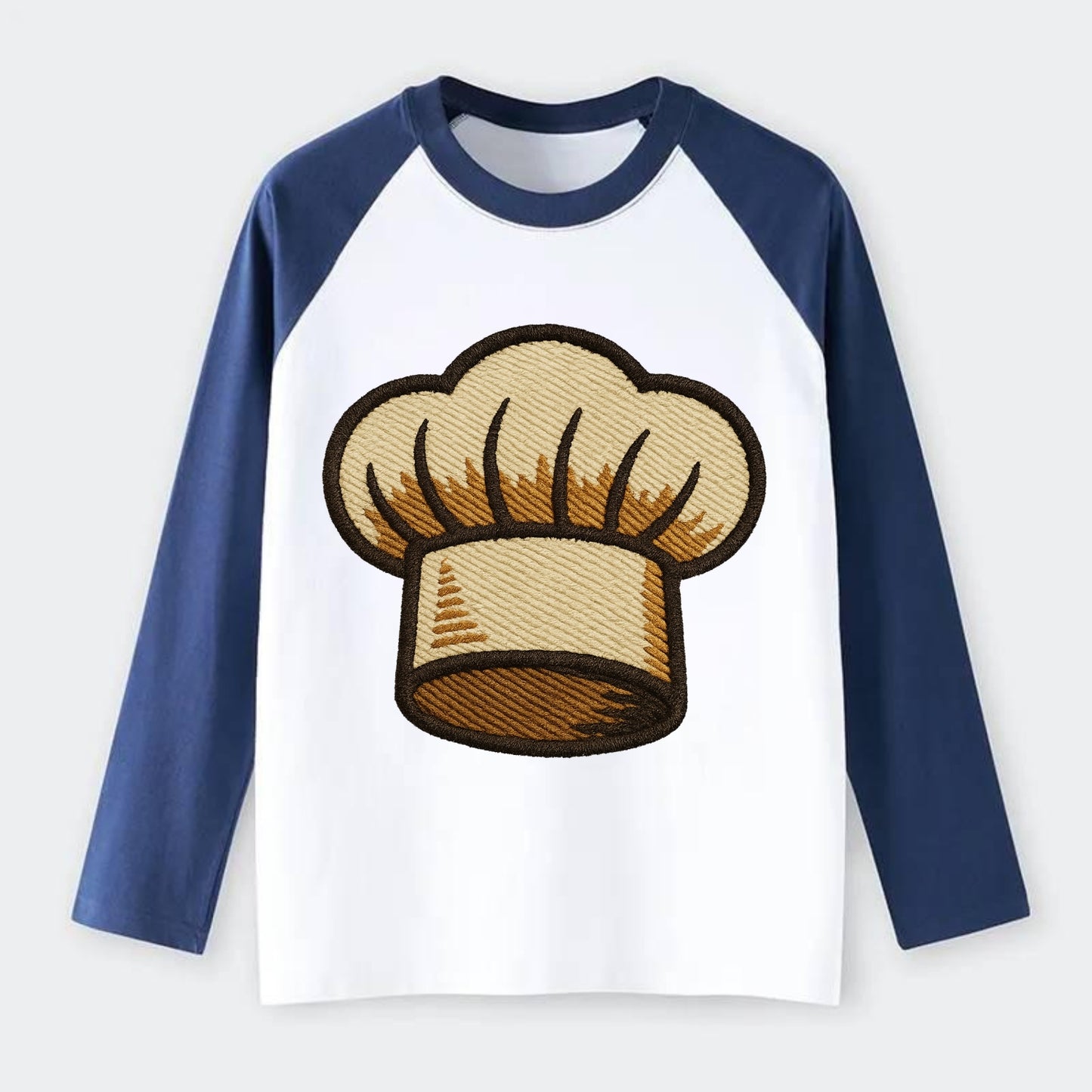 Chef Hat  - Raglan Long Sleeve T-Shirt - Blue