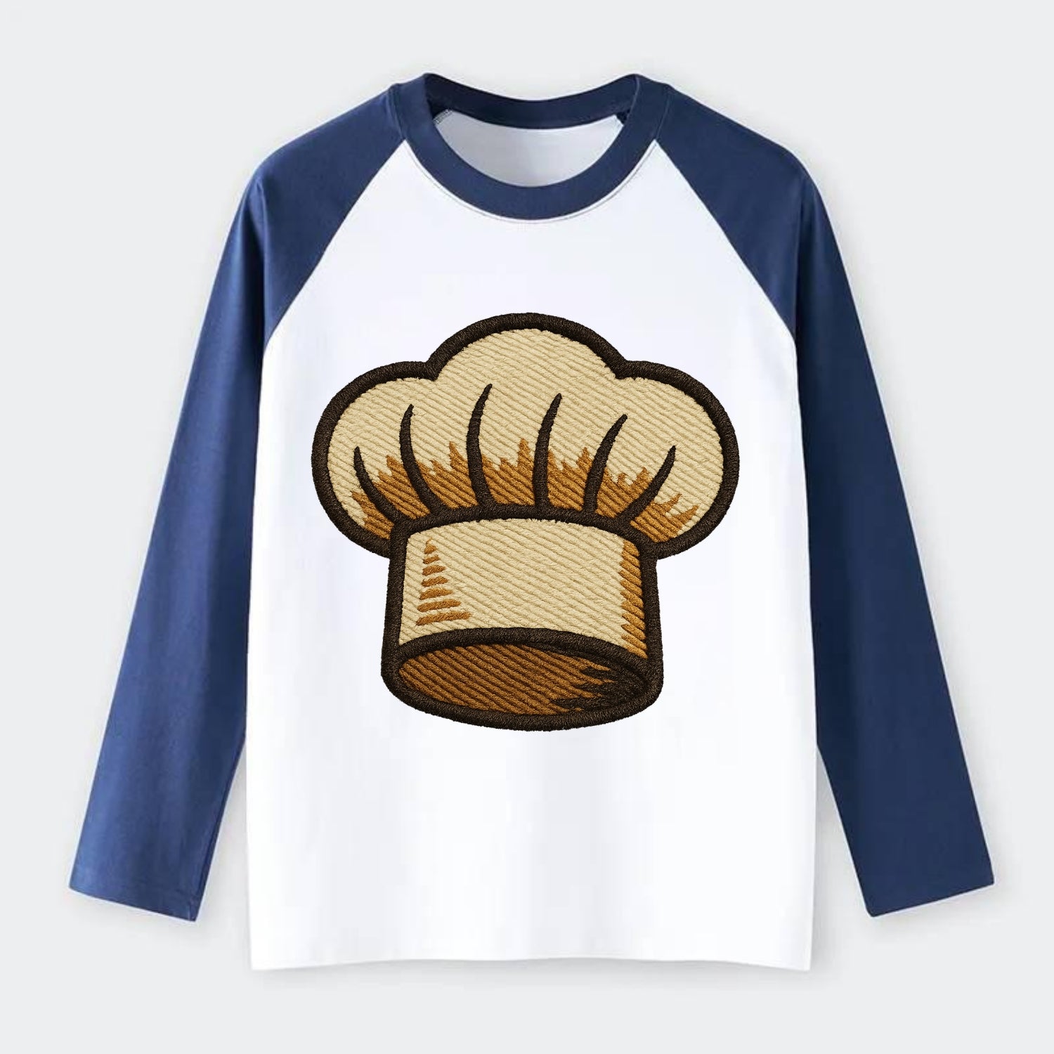 Chef Hat  - Raglan Long Sleeve T-Shirt - Blue