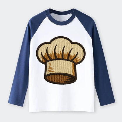 Chef Hat  - Raglan Long Sleeve T-Shirt - Blue