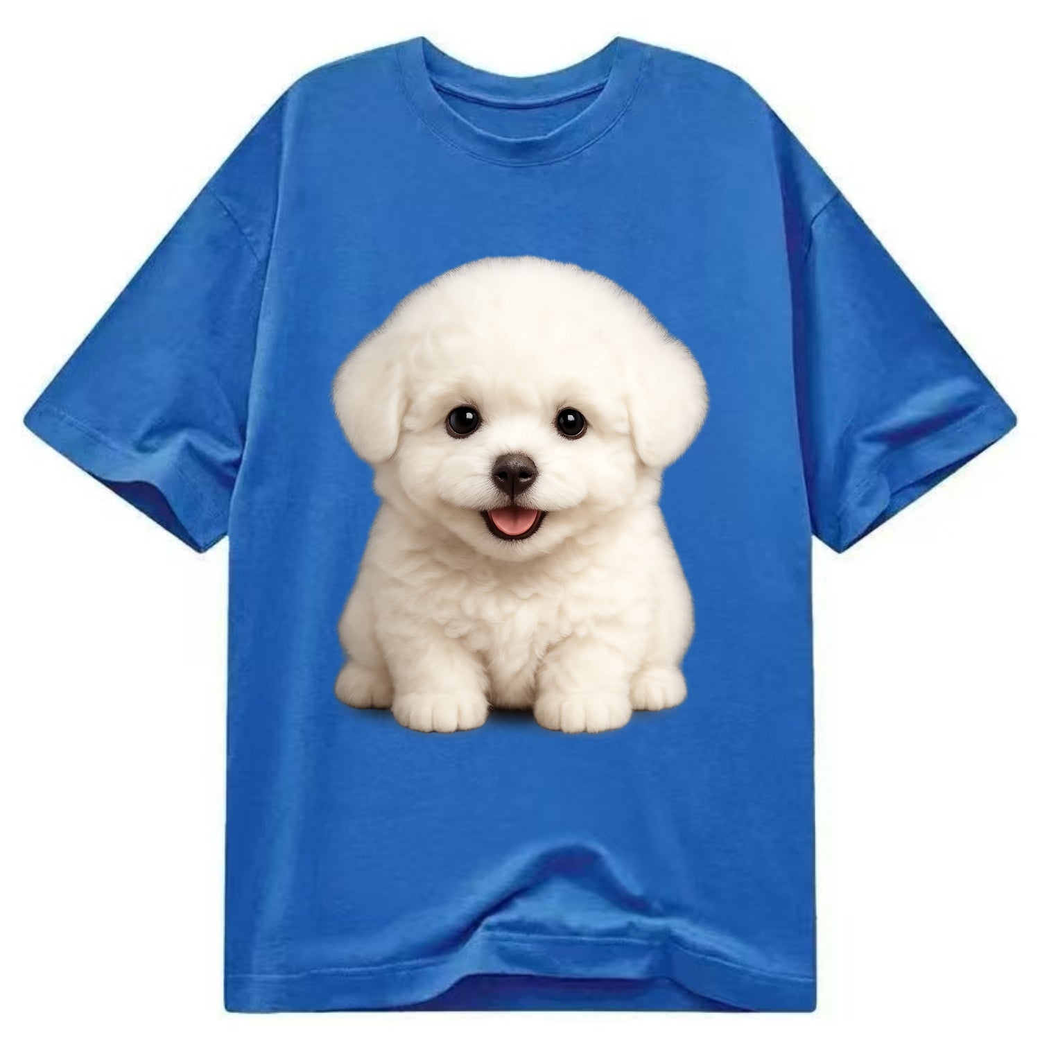 Baby Bichon Frise Puppy - white puffy cloud, dark eyes, happy expression, - Classic T-shirt - Blue