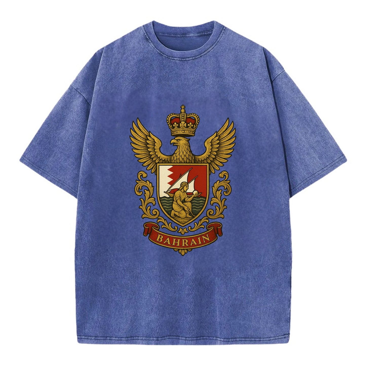 Bahrain Heritage Badge  - Vintage T-shirt - Blue