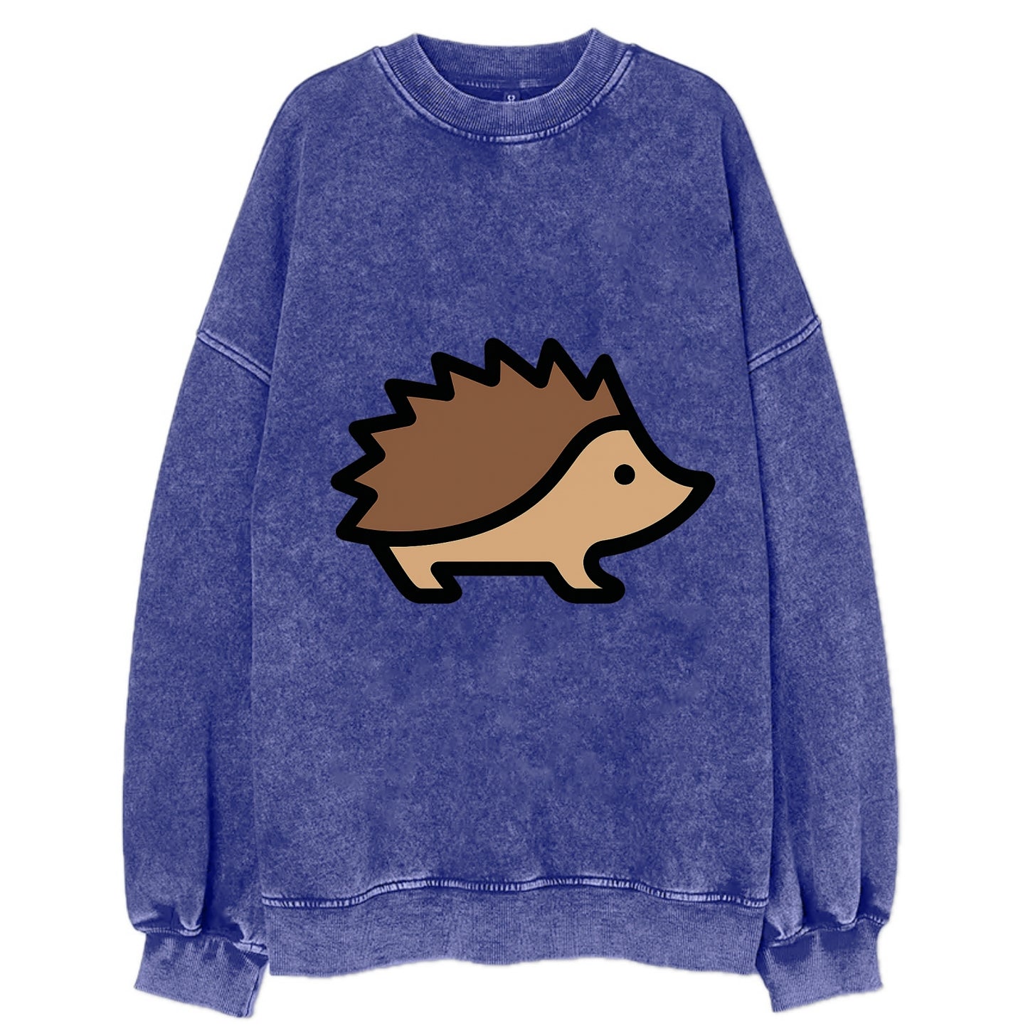Hedgehog - Brown spiky back flat side profile - Vintage Sweatshirt - Blue