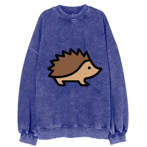 Hedgehog - Brown spiky back flat side profile - Vintage Sweatshirt
