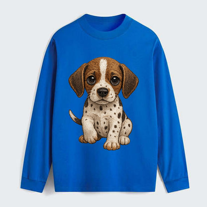 Baby Pointer Puppy - spotted coat, noble stance, alert eyes, - Classic Long Sleeve Shirt - Blue