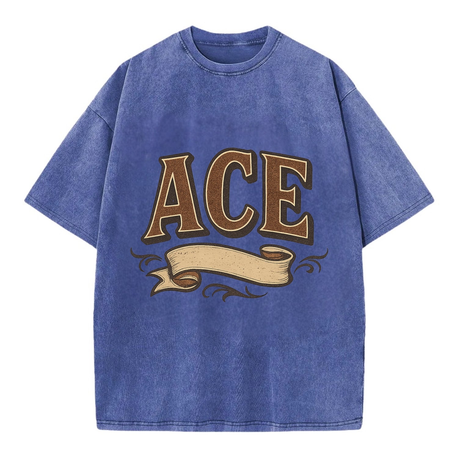 Bold typography design - "ACE" - expert, the best at something - Vintage T-shirt - Blue