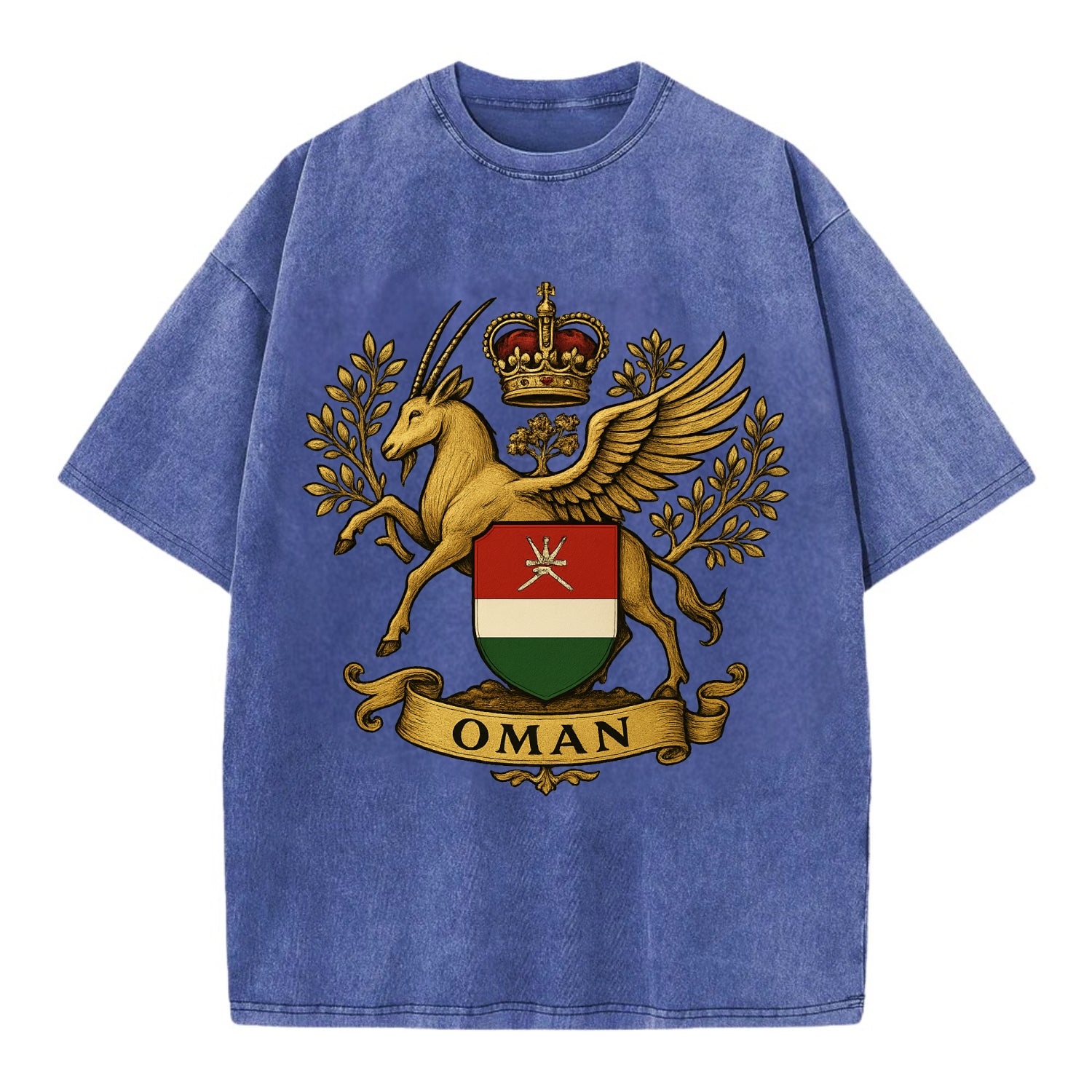 Oman Heritage Badge  - Vintage T-shirt - Blue