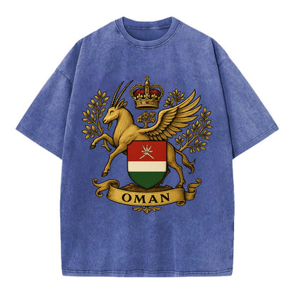 Oman Heritage Badge  - Vintage T-shirt - Blue
