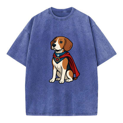 Beagle Patriotic Hero  - Vintage T-shirt - Blue