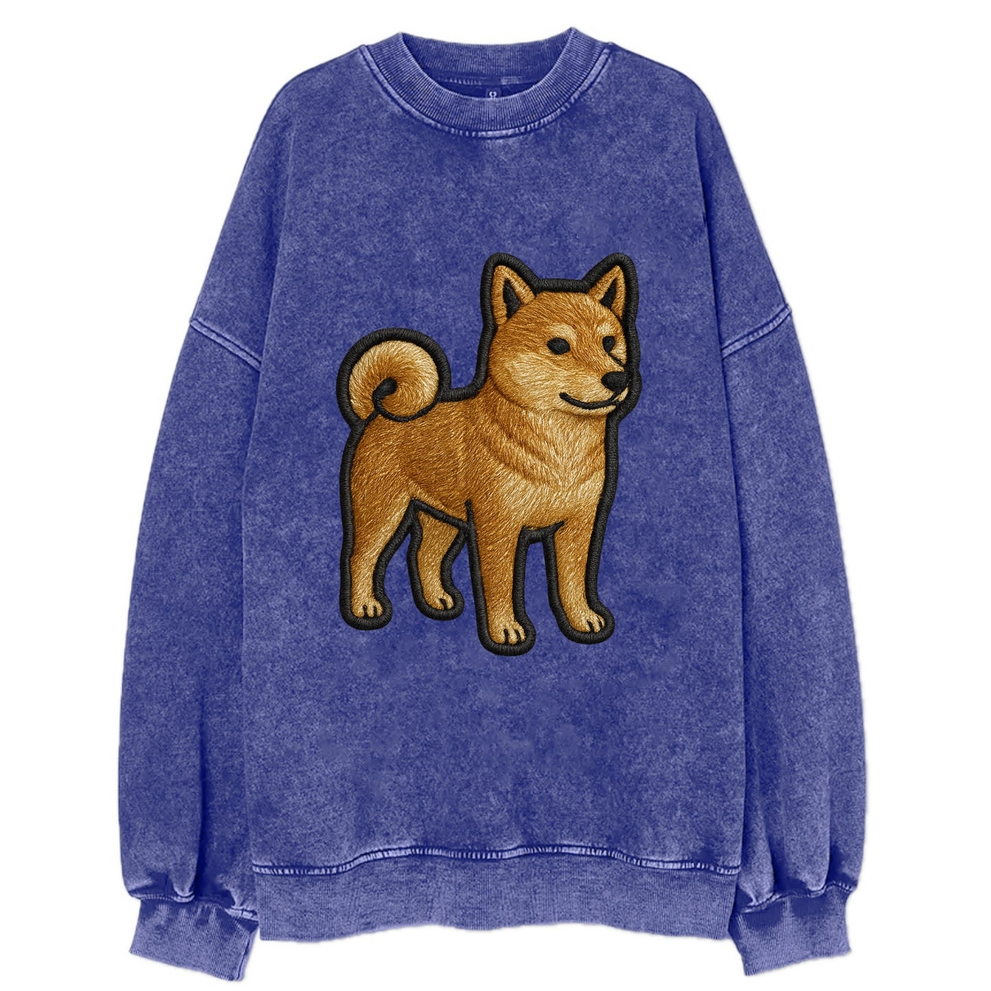 Shiba Inu - Trendy Japanese dog logo wit - Vintage Sweatshirt - Blue